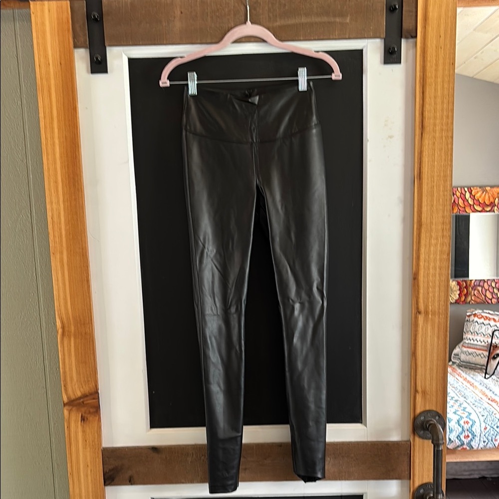 Black Faux Leather Leggings WHBM size 2 NWT